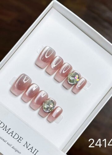 241438#Peachy Sweet Square Nails
