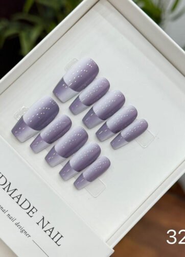 3203#Purple Space French Manicure