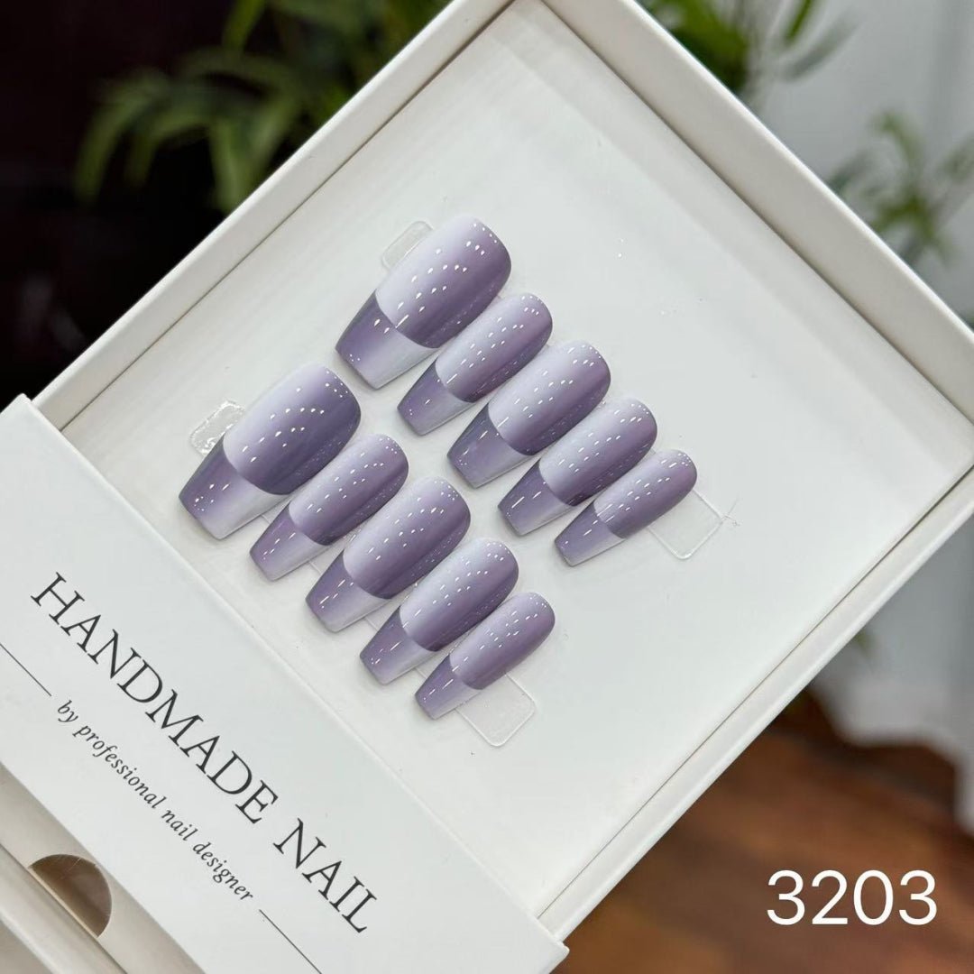 3203#Purple Space French Manicure