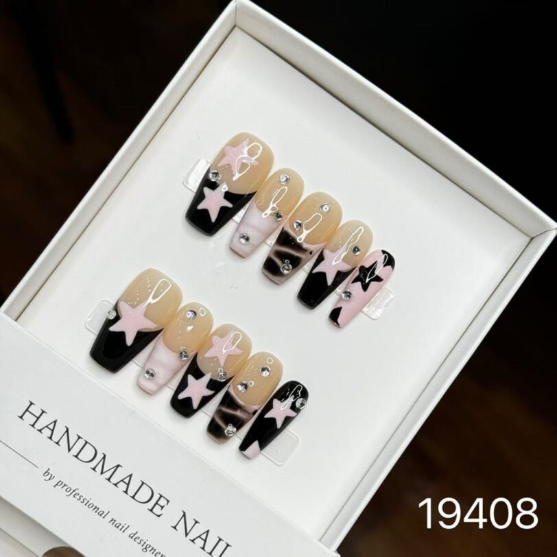 19408#French Style Five-Pointed Star Nail Art