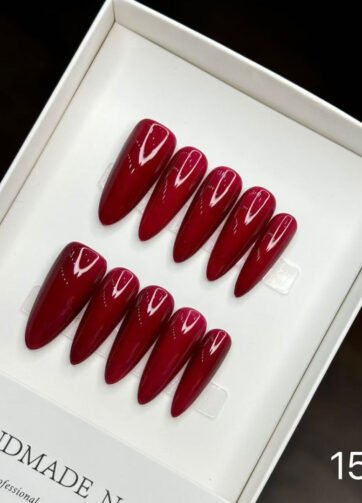 Burgundy Long Nails