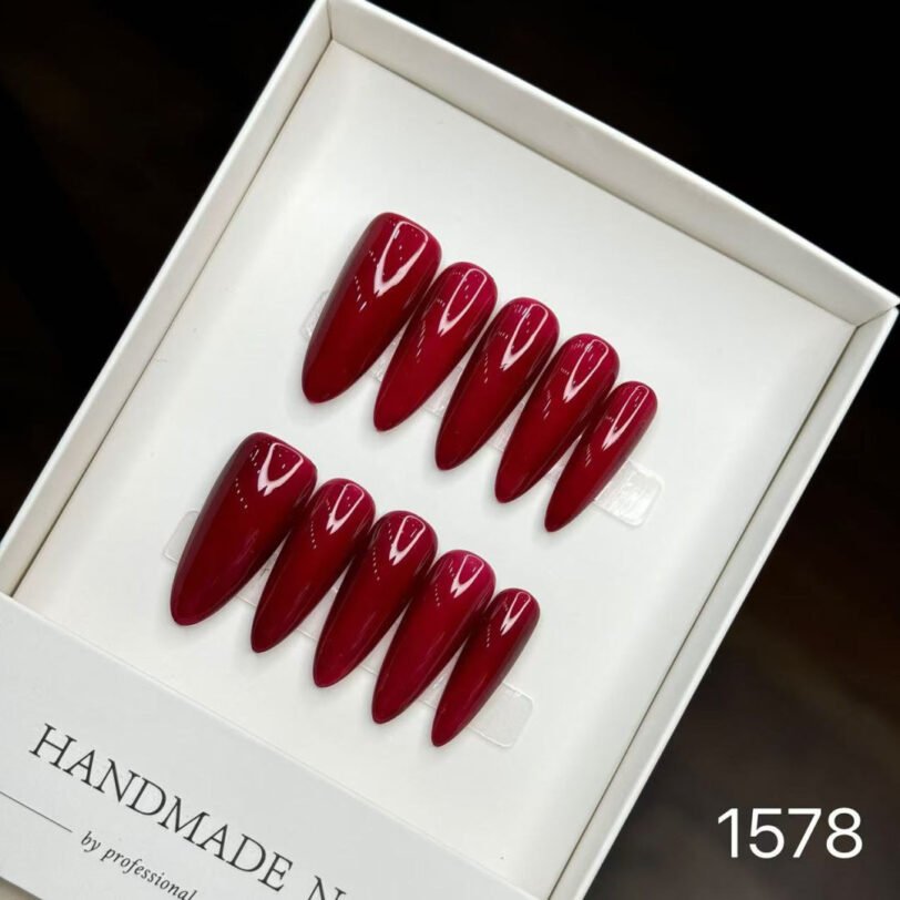 Burgundy Long Nails