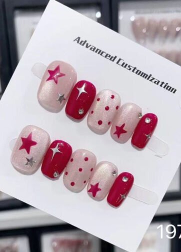 19778#Starry Dragon Fruit Nail Art