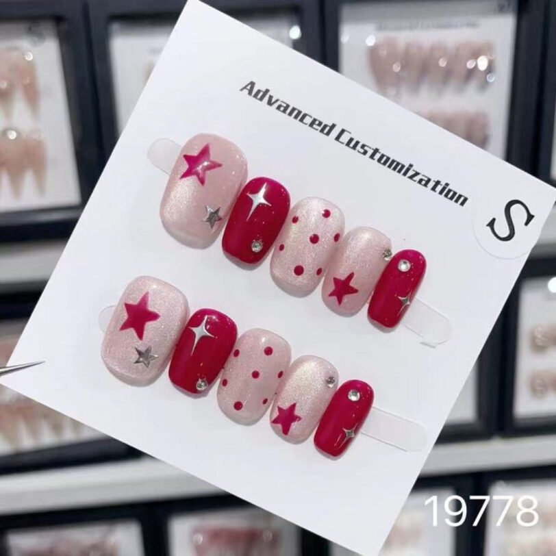 19778#Starry Dragon Fruit Nail Art