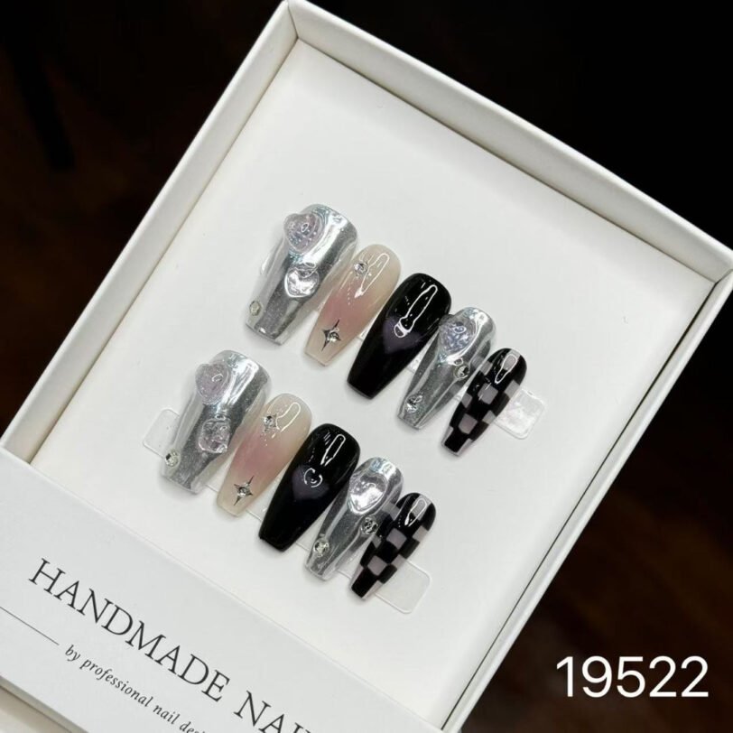 19522#Sweetheart Black and Pink Plaid