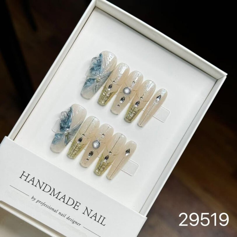 29519#Ice Blue Butterfly Long T