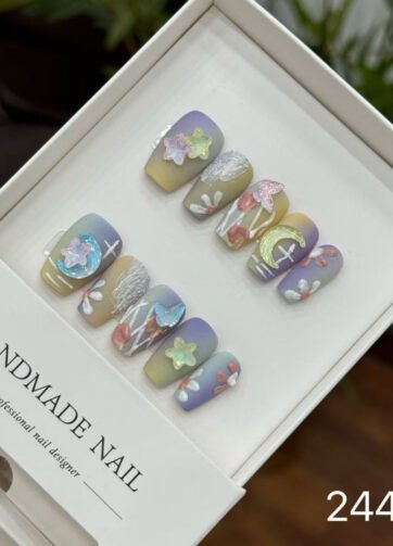 24409#Starry Sky Butterfly Short T-Shirt