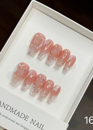 1632#Red Camellia Nail Art