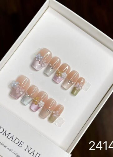 241408#Rainbow Crystal Flower Short T-shirt