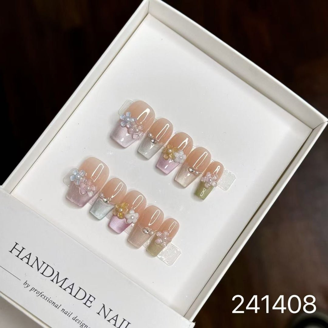 241408#Rainbow Crystal Flower Short T-shirt