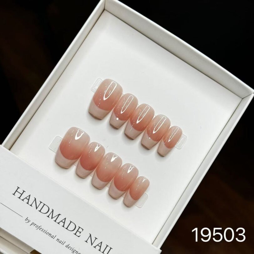 19503#Honey Powder French Nails