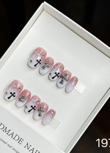 19751#Wish Cross Heart Nail Art