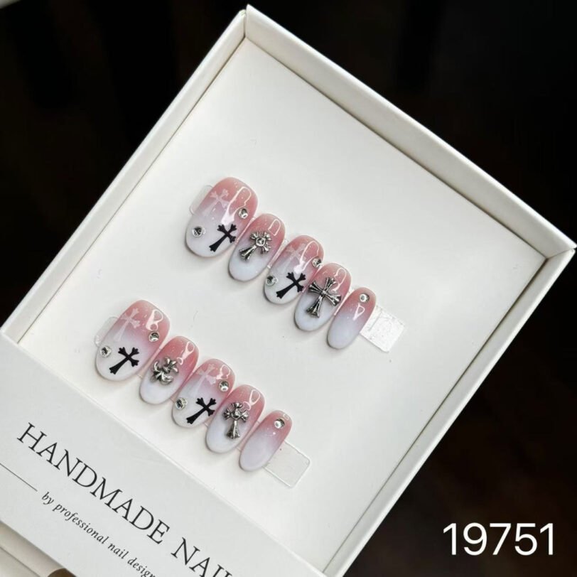 19751#Wish Cross Heart Nail Art