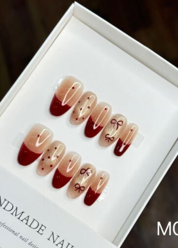 M086#Burgundy Polka Dots