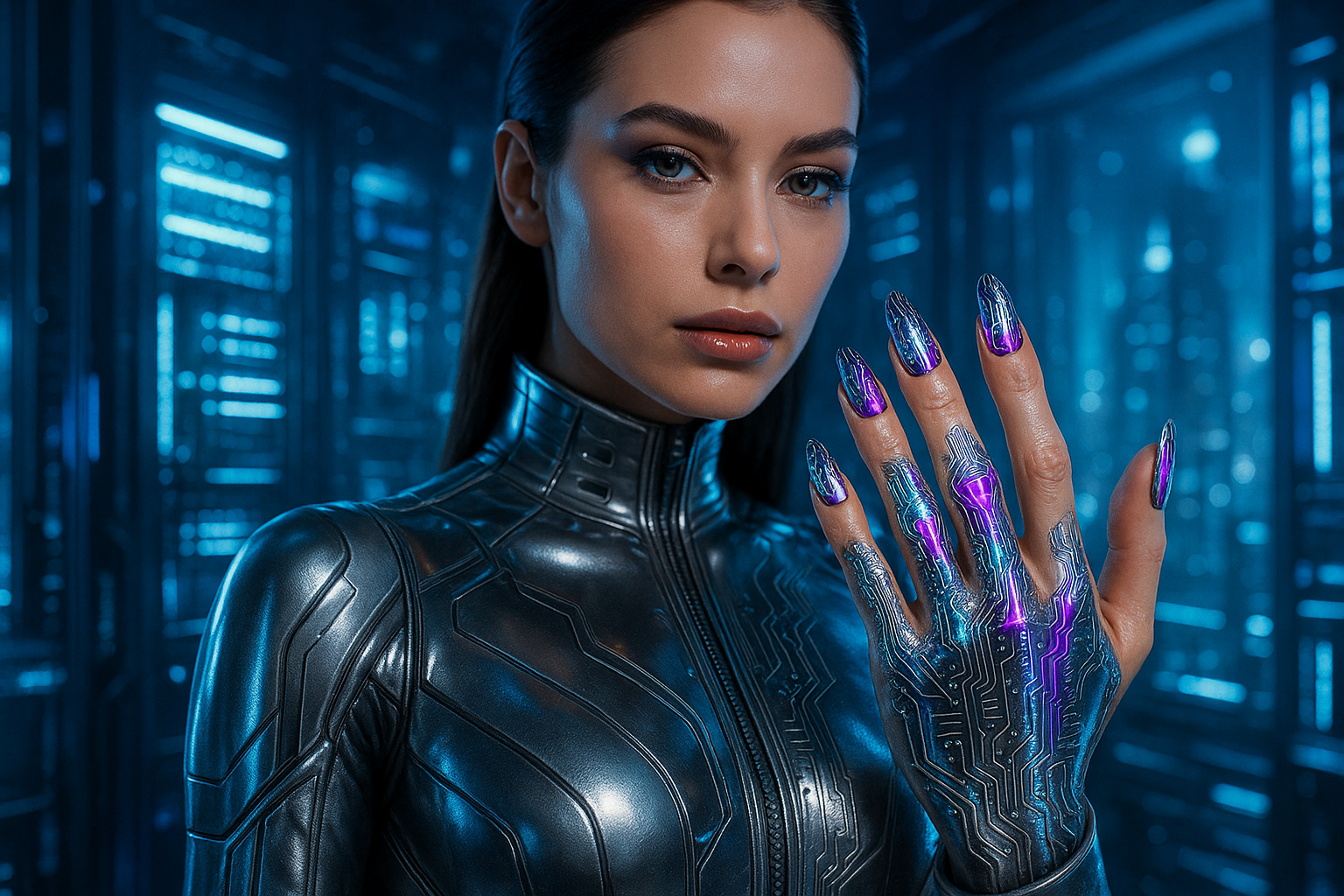 20250702 2349 futuristic nail art simple compose 01jz5x516wejsbyejxde24kxnd