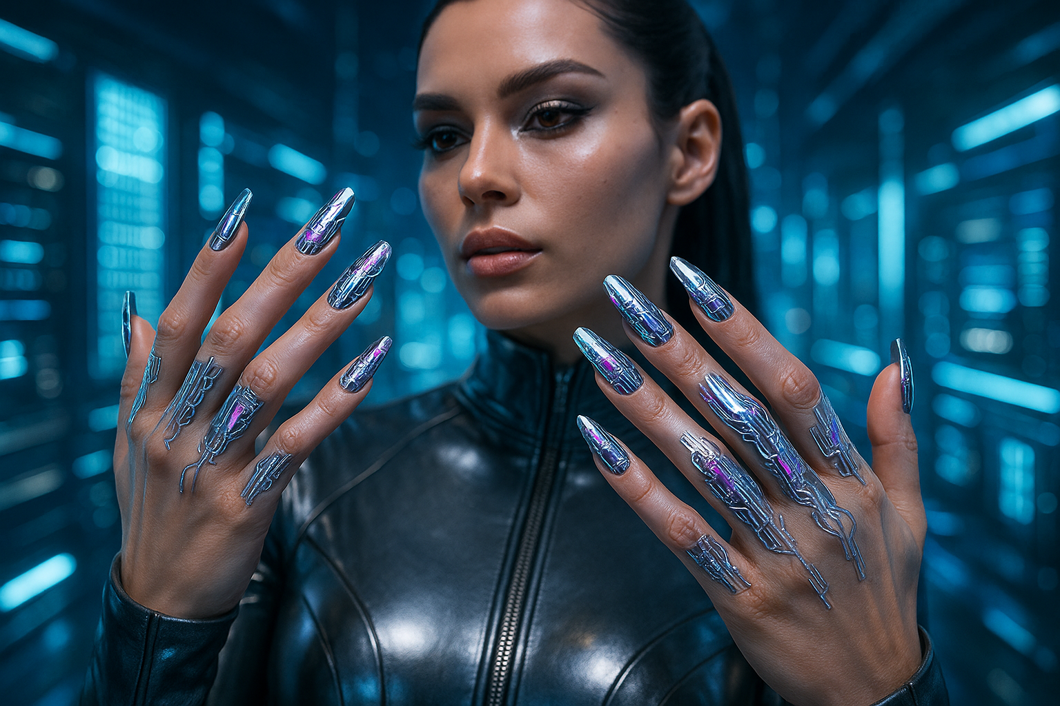 20250702 2349 futuristic nail art simple compose 01jz5x516xe3trg050n9rjrmzd